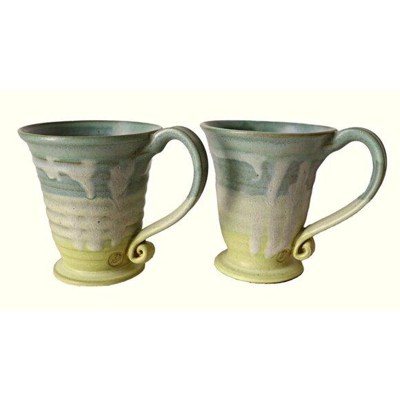 4 Vintage Studio Art Pottery Coffee Mugs Signed - Picture 2 of 7